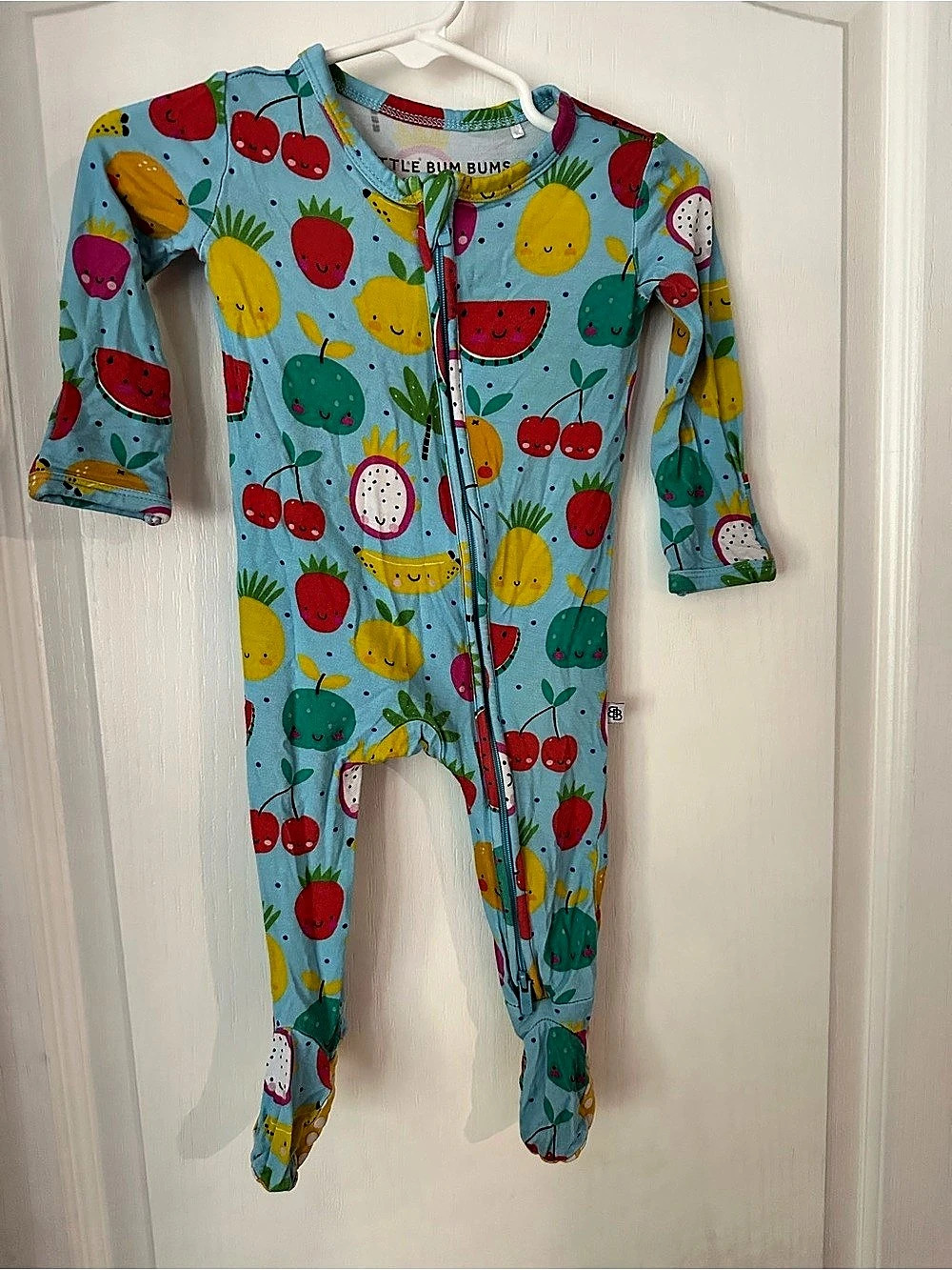 Little Bum Bums Fruit Print Bamboo Zip Footie Sleeper Footie Baby 3-6M